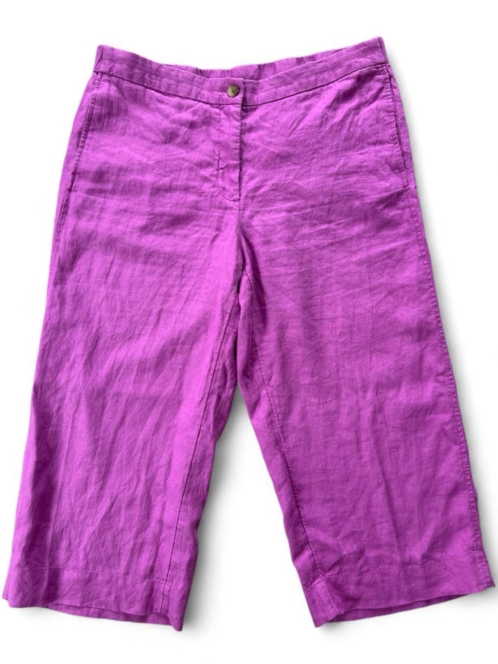 J. Jill Love Linen Purple Wide Leg Crop Pants - Women's Size Large Petite